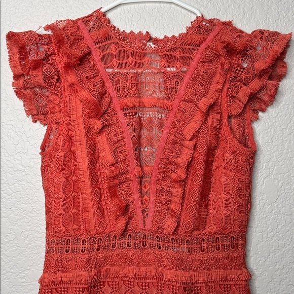 SAYLOR Carlotta Open Back Lace Mini Dress Medium Coquette - Picture 3 of 8